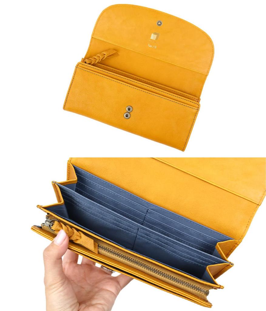 Long Flap Wallet with Flower and Bird Embossed Cowhide 0332461 [Box 21] Design, Leftia, Leather, (Green (50))