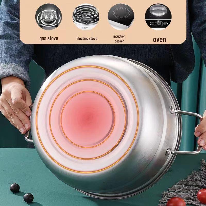Stainless Steel Extra Thick Two/Three-Layer Steamer Pot with Large Capacity for Induction & Gas Stoves