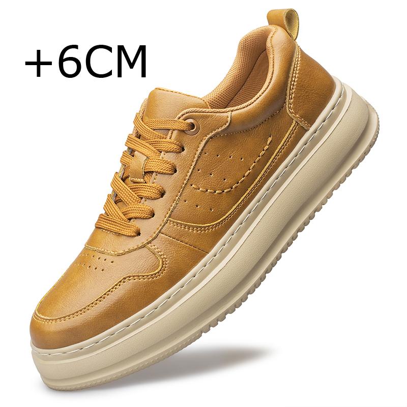 Fashion Genuine Leather Male Shoes White Casual Shoes Height Increase 6cm Men's Shoes Leisure Walk Men's Sneakers Skateboard Footwear
