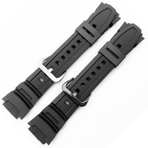 Ersatz-Silikonarmband für Casio AQ-S810W/S800W, SGW-300H/400H, W-216H/735H, wasserdichtes und stoßfestes Gummiarmband, 18mm Anstoßbreite, schwarz buc
