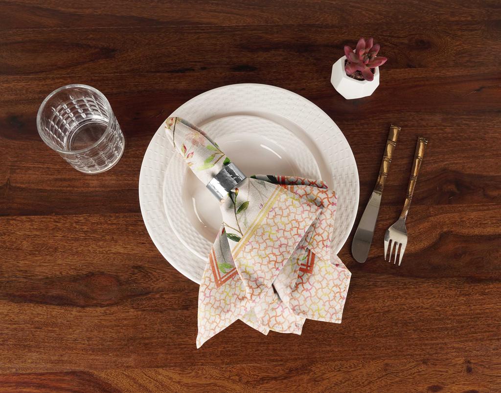 Vargottam Luxury Collection Dinner Table Linen Decor Cotton Napkin Printed Fabric Reusable Napkins Set Of 12, 20" X 20" -