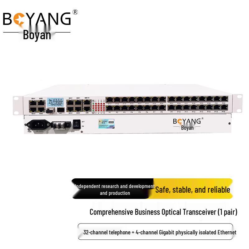BOYANG 32-Channel Phone & 4-Port Gigabit Ethernet Optical Transceiver
