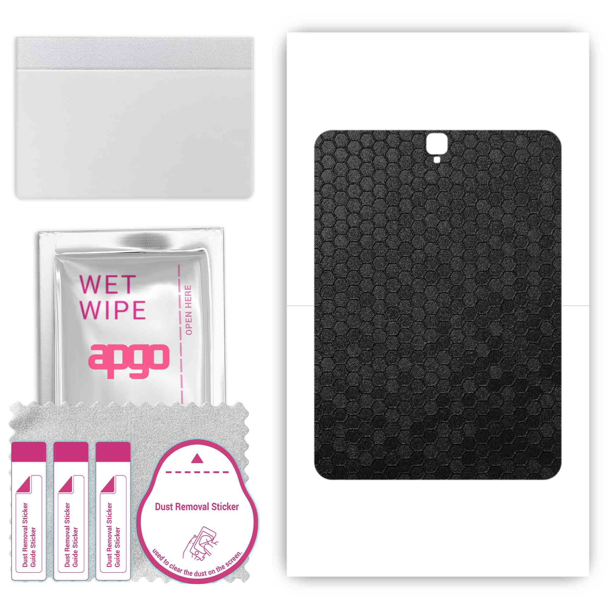 

apgo skin sticker film foil vinyl for the BACK compatible with Samsung Galaxy Tab S3 9.7, scratch-resistant, easy to install - Black Honeycomb