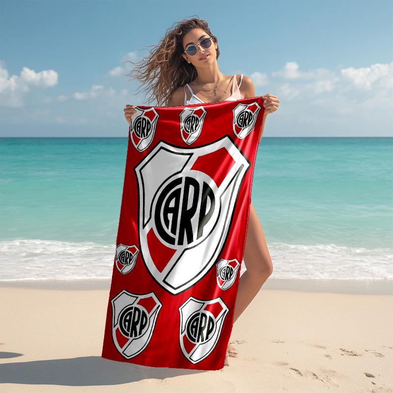 proof beach towel with Club Atlético River Plate pattern - soft,absorbent,quick-drying,machine washable - perfect for swimming,camping,bathing