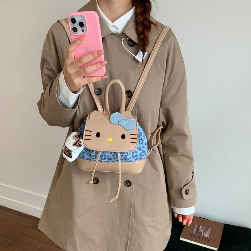 Soft Cute Girl Backpack Cartoon Cute Cat Children Schoolbag Fashion Leopard Print Children'S Mini Backpack