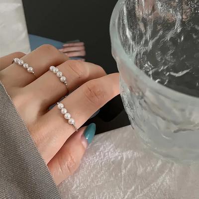 Simple Fashion Cute Adjustable For Female  Open Zircon Smile Stackable Finger Ring  Zircon