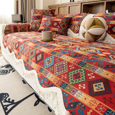 Funda de Tela para Sofá Estilo Étnico Premium Fija Antideslizante Cojín de Sofá de Fila Recta Pieza Única Todas las Estaciones Universal Retro Clásico