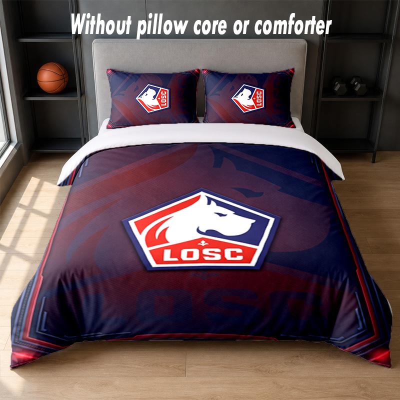 LOSC Lille FC Design Bed Bedding Set 1 Duvet Cover + 2 Pillowcases Soft Breathable Household Bed Linens