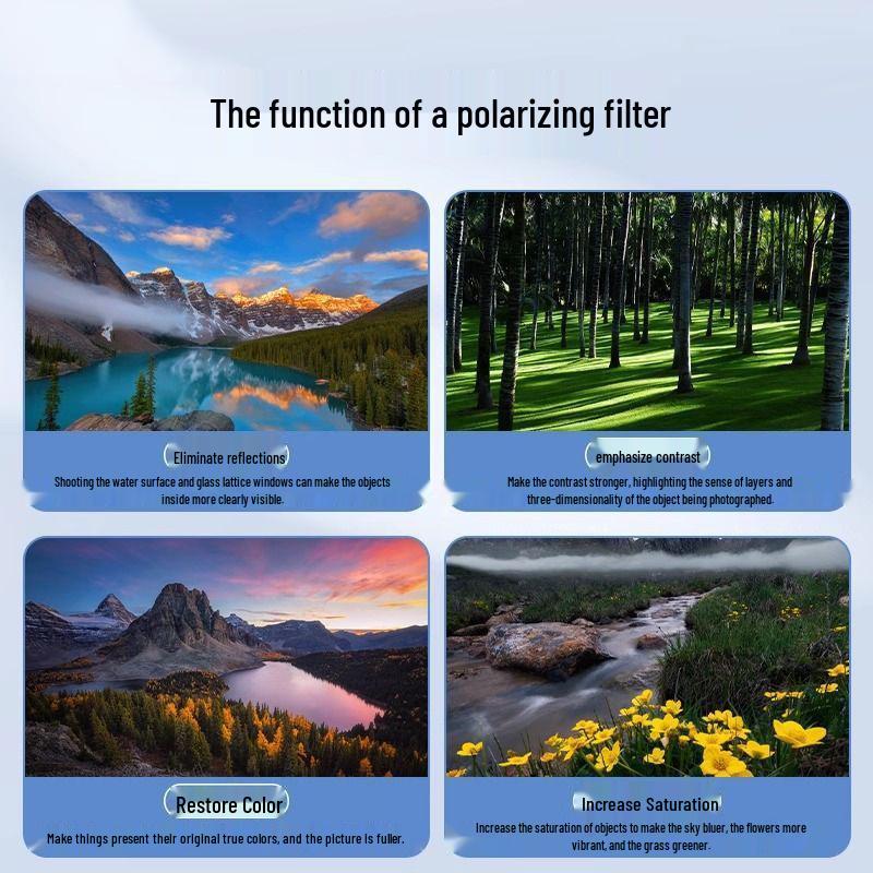 Mobile Phone 52MM Rotatable CPL Polarizing Lens Filter with Clip