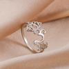 Lemegeton Lotus Flower OM Unalome Symbol Yoga Rings for Women Stainless Steel  Buddhism Finger Rings Jewelry for Women