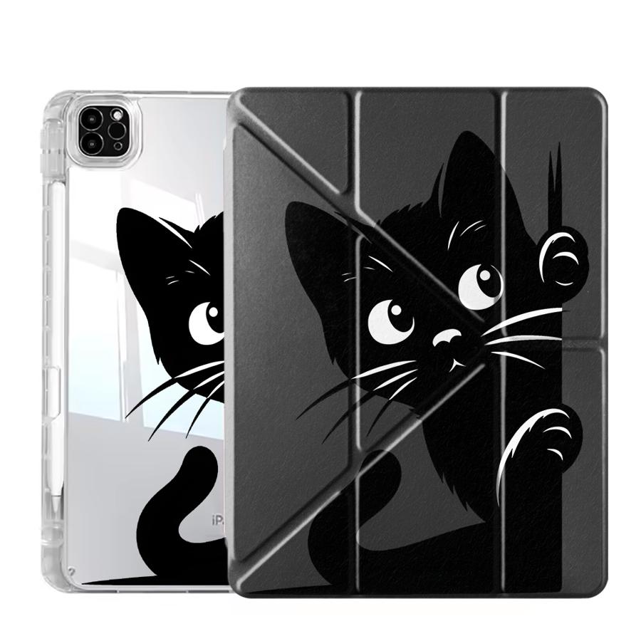 

Мультяшный Кот Держатель-Подставка Y-сложения Чехол для Планшета Для iPad Mini 6 7 Pro 2025 Air 4 5 M3 M2 1 2 M4 11 дюймов Pro 11-го 10-го 9-го 8-го 7-го iPad Mini 7 8.3