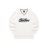 Skechers Letter V Neck Loose College Style Sweatshirt Unisex Sweatshirt Cotton-Candy-White L124U156-0074