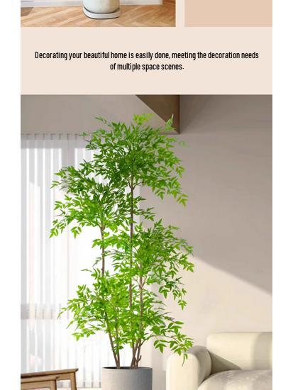 Large Indoor Potted Nandina Domestica Faux Plant - Luxury Green Décor for Living Room