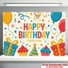 Dessert Sweet Birthday Celebration Banner, Colorful Polyester Backdrop for Party Decorations