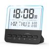 Clean Button Layout Modern Ambient Lighting with 7 Color Two Independent Alarms LCD Alarm Clock Ideal for Home Office