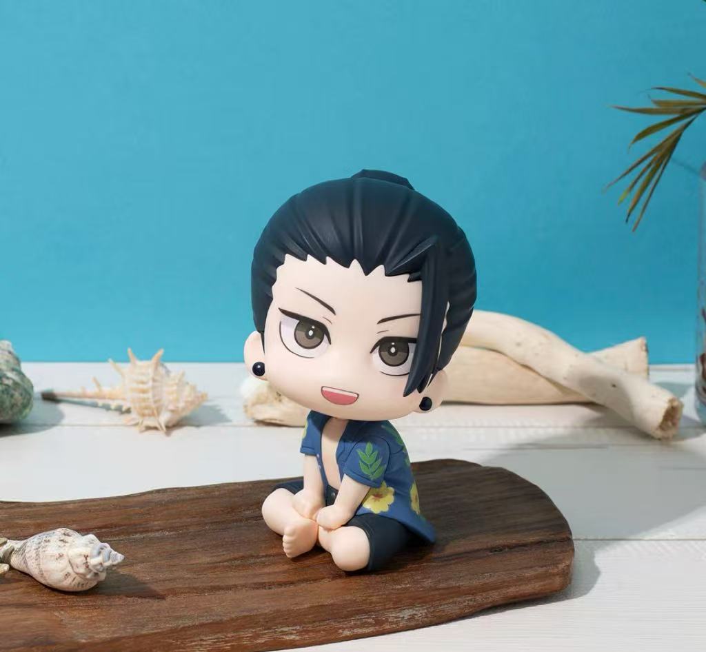 12Cm Anime Jjk Figure Summer Gojo Satoru Action Figures Pvc Mini Edition Models Geto Suguru Figurine Jjk Beach Casual Wear Gifts