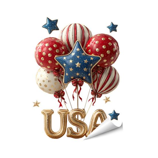 4th of July Window Clings Patriotic American Flag Red Blue White Tree Balloons Stickers Independence Memorial Day Static Decals for Store Glass Decor