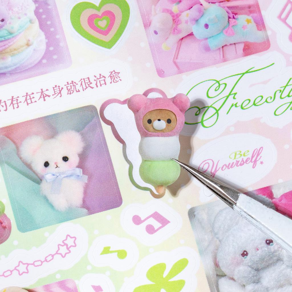 20/40 Sheets Cute Die cut Stickers book Retro Cartoon Handmade Scrapbooking Handbook Material Phone Sticker Stationery Supplies