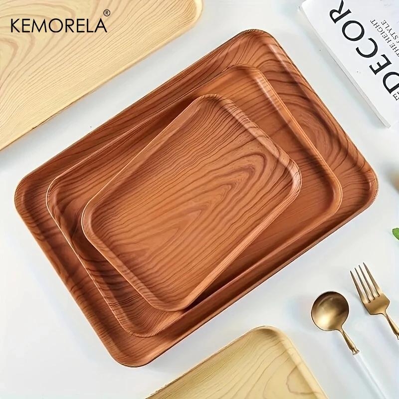 Pallet Rettangolare Nordico in Plastica Colori Legno Imitazione Vassoio Frutta Caffè Vassoio Portaoggetti Piatto da Pranzo Vassoio da Servizio per la Casa Vassoio da Tè