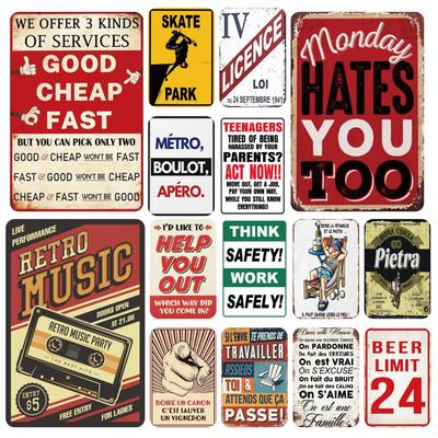 Retro Metal Sign Funny Tin Sign Wall Art Decor Vintage Garage Wall Decor Restaurant Cafe Bar Club Living Room Wall Decor Plaque