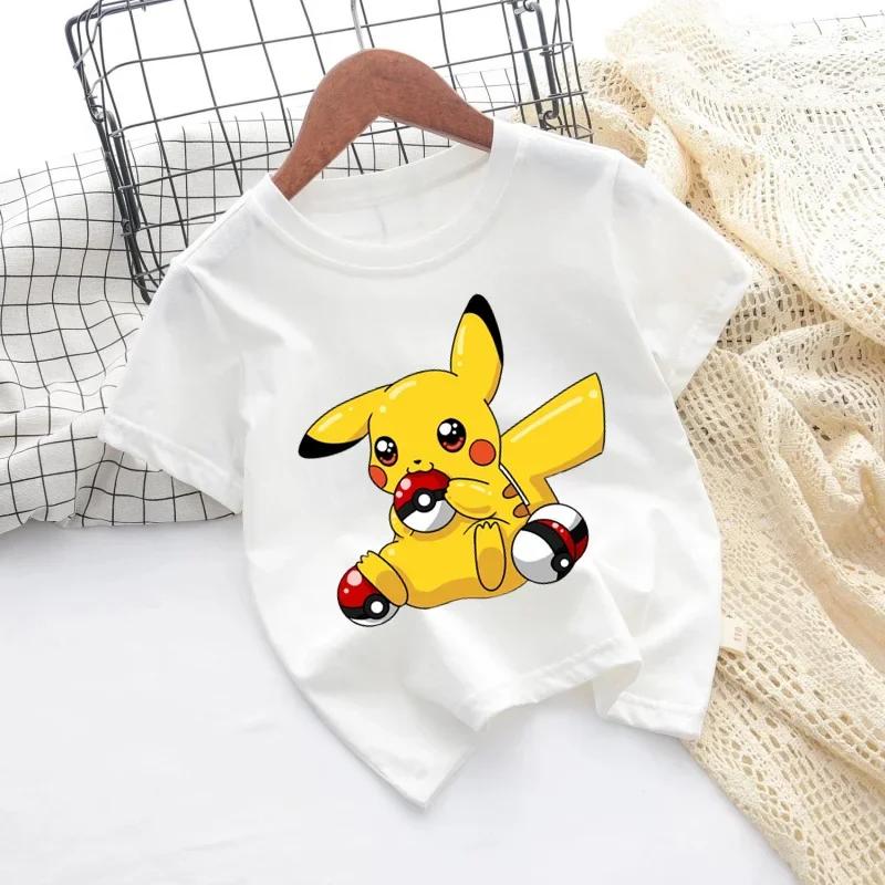 2026 Kids ShortSleeved Cartoon Printed Pikachu Game New Style TShirt Boys and Girls Casual Shirt for Leisure UseSportsShirt