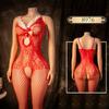 Women Christmas Red Santa Claus Cosplay Costumes Fishnet Lingerie Body Stockings Exotic Adult See Through One-pieces BodySuit Erotic Bodystocking Sexy