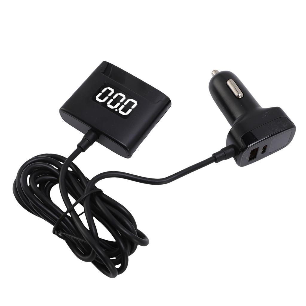 78W USB C Car Charger 5 Port PD30W Fast Charging Car Phone Charger with Dual Digital Voltage Display 4.9 Ft Extention