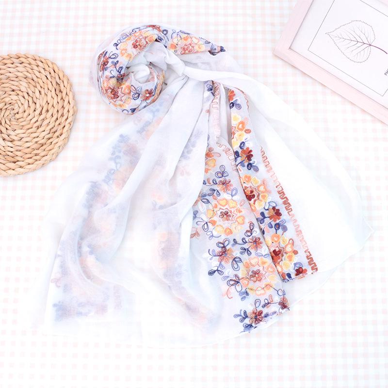 Bohemian Embroidered Ethnic Silk Scarf - Women's Beach Towel, Sun Protection Shawl, Photography Accessory