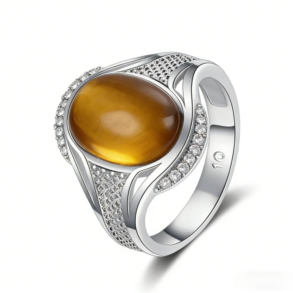 Lover's Vintage 10*14mm Bluesand Stone Ring for Women Men CopperPlated Oval Natural Gemstone Jewelry Party Anniversary Gift