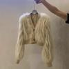 European and American popular small fragrant style V-neck imitation fox fur short coat new versatile fashion coat