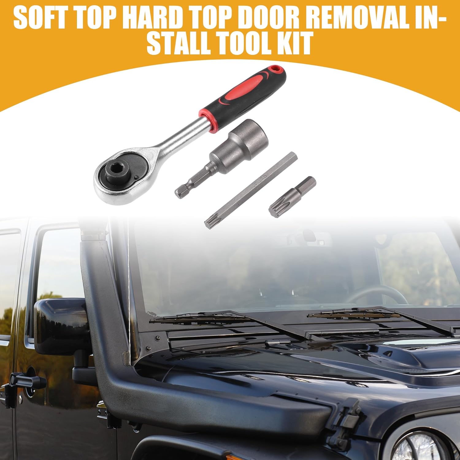 

Soft Top Hard Top Door Removal - Car Door Torx Tool Kit - for Jeep Wrangler JL JK 2-4 Doors 2007-2022 Metal Rubber Silver Tone Titanium Tone Black -