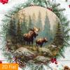 D Flat Cute Highland Cow with Shamrock Hat Round Tin Sign St Patricks Day Metal Wall Art for Irish Decor Farmhouse Accent a