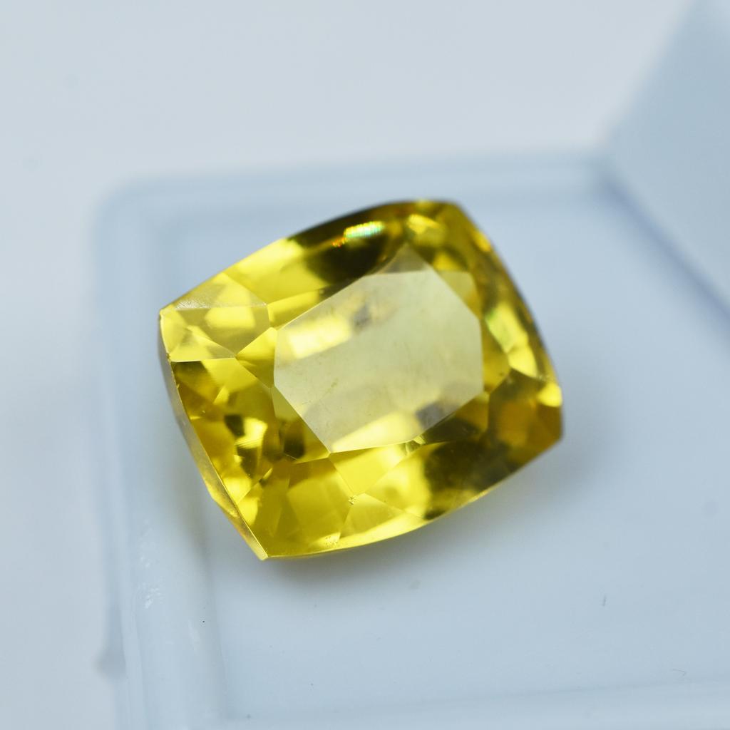 Natural 10.50 Ct Yellow Sapphire Flawless Cushion Cut Loose Gemstone CERTIFIED