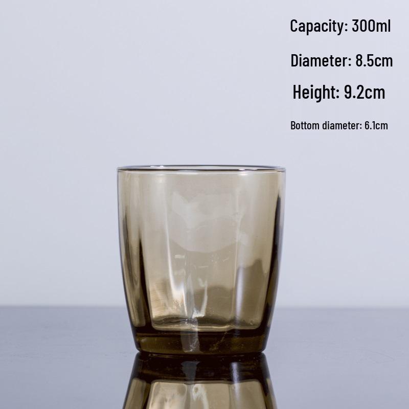 Hebe Engraved Flower Glass Cup, Round Mouth, Dark Gold - Stylish Juice & Milk Cup