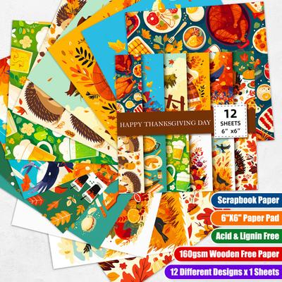 12 Thanksgiving-Themed Material Paper, Hand Account, Peripheral Material, Decorative Paper, Children'S Reward Gifts