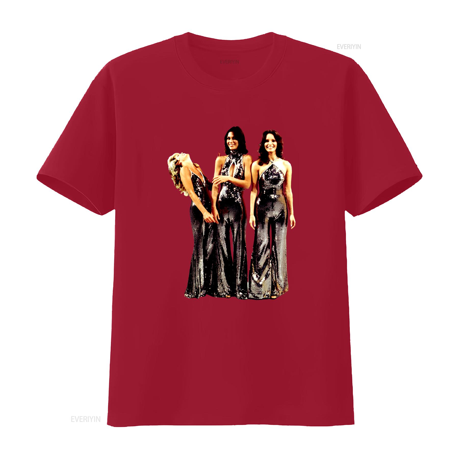 Charlies Angels Jackson Smith Fawcett Sequined Dress Style T Shirt for Women vintage Washed Stretched Versatile S