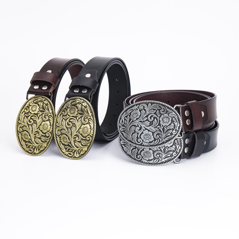Lycoris Radiata Gentlemen's Leather Waistband - Whole Piece Cowhide Trousers Belt