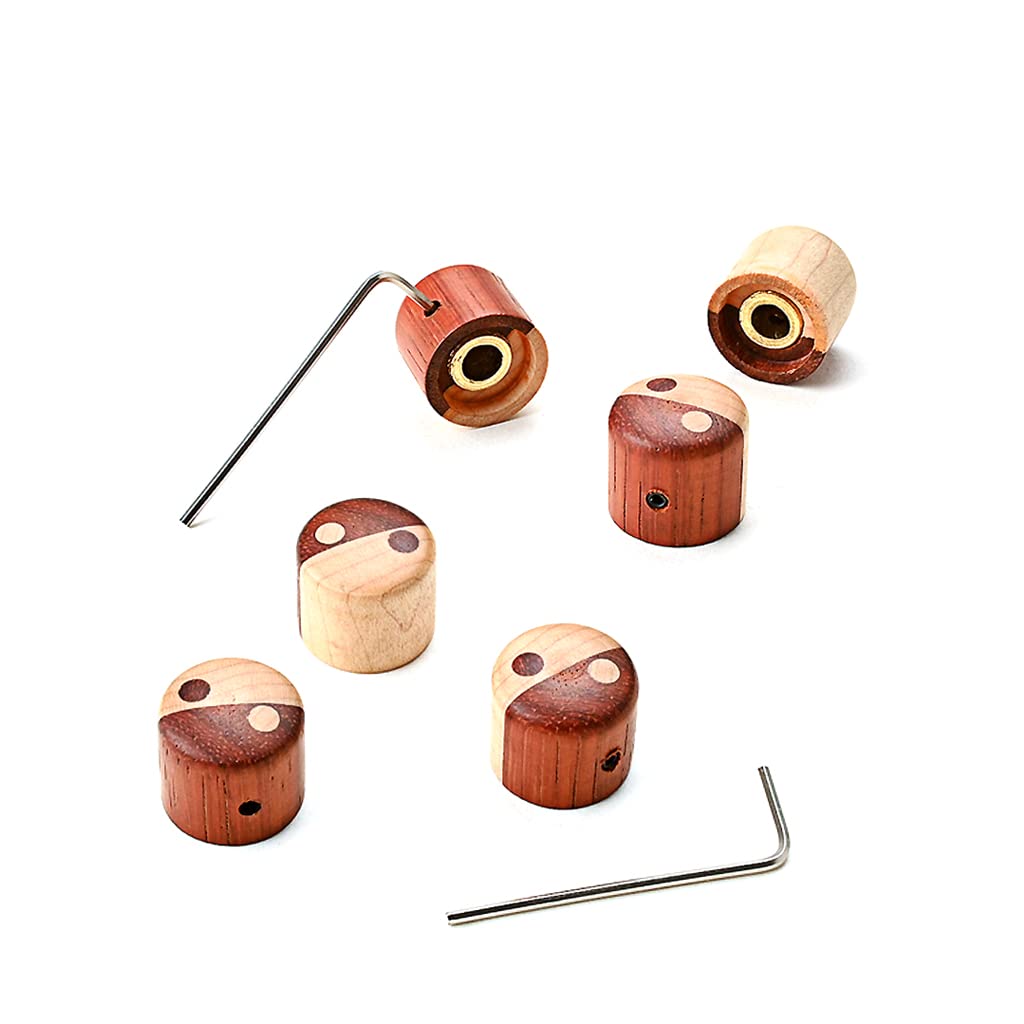 Ogdni Wooden Guitar Bass Dome Audio Volume Control Knobs for Electric Guitar or Precision Bass Knobs, Knobs, Knobs, (Brown)