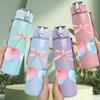 1PC Pastel Cherry Bow Design 750ml Color Plastic Sports Water Bottle Leakproof Flip Straw Lid Suitable for Sports Office Home Use