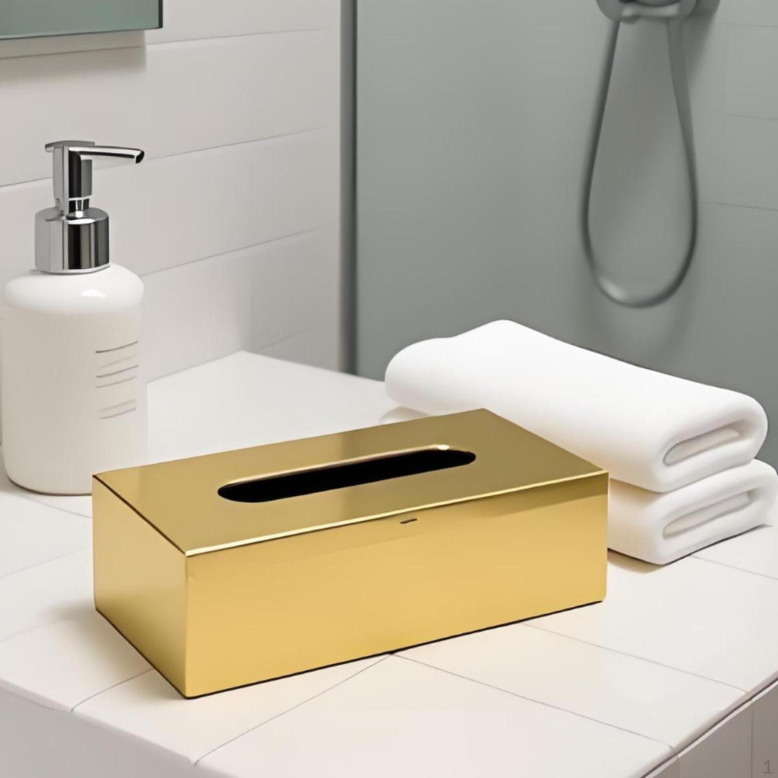 

Stainless Steel Tissue Box Napkin Holder Creative Easy to Fill Paper Towel Container gloden