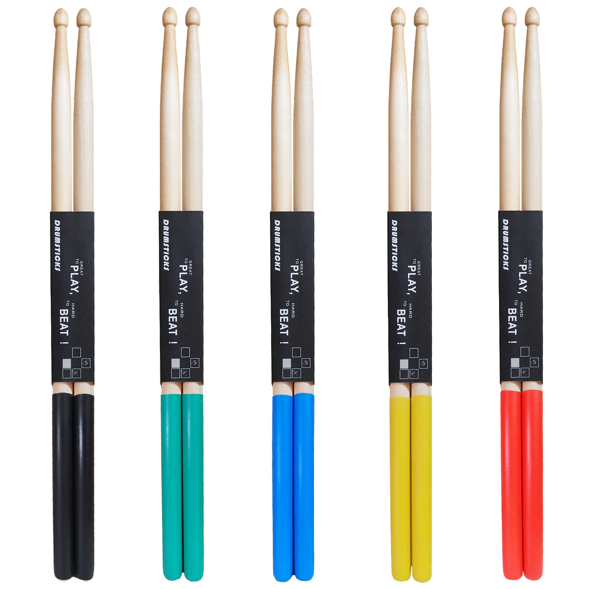 

Набор барабанных палочек для клена из 5 штук для начинающих, для практики, противоскользящие, 5A, легкие, (Набор цветов, 5А)