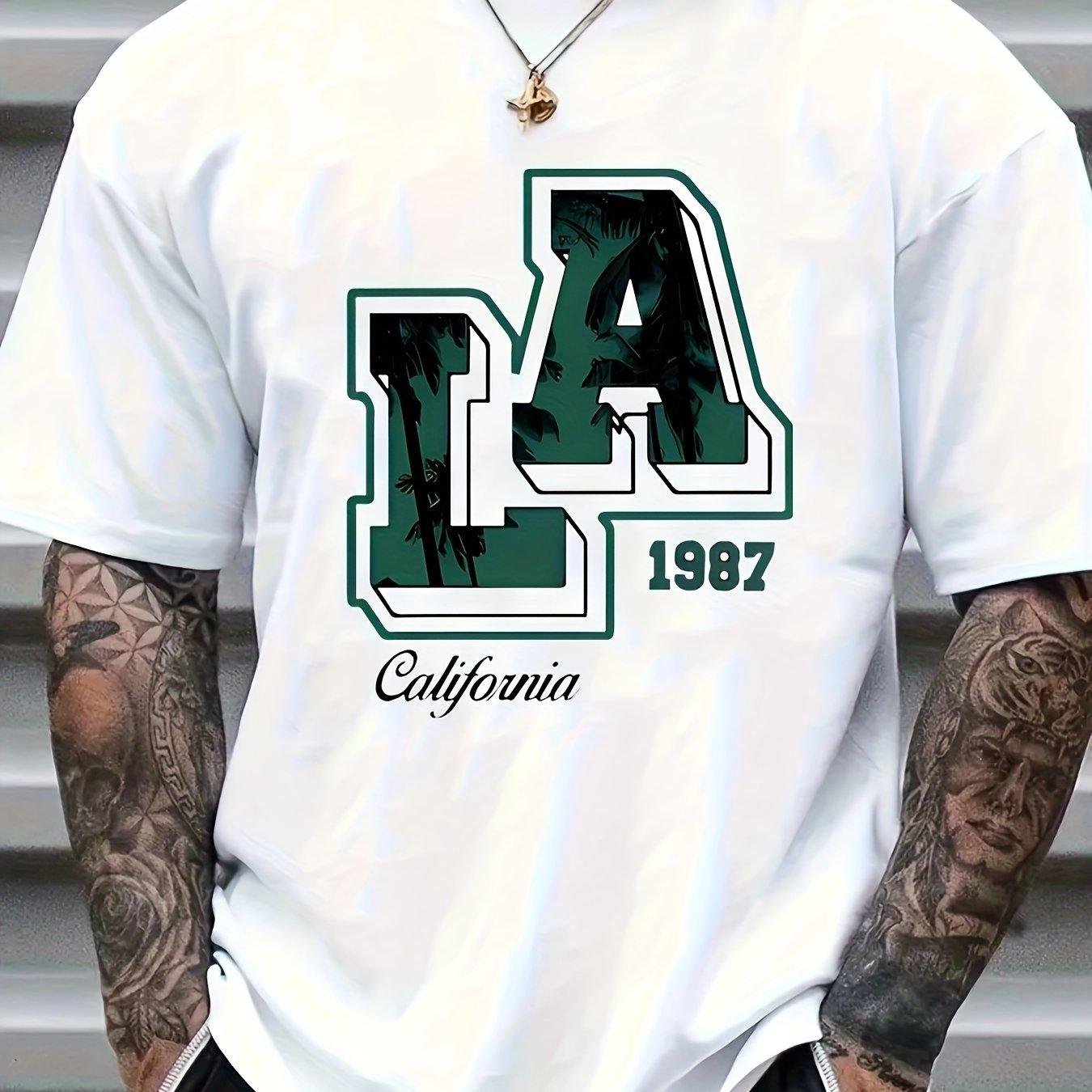 

Мужская футболка с коротким рукавом, 100% хлопка, 1 предмет, высококачественный дышащий материал, принт с надписью Los Angeles, легкость движений XXXXXL