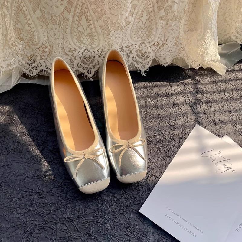 Inner Height Increase Mary Jane Women's Shoes New Autumn 5cm Small Doudou Shoes One Word with Ballet Shoes