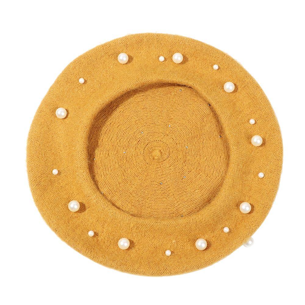 Autumn Winter Elegant Casual Warm Pearl Wool Beret Hat French Cap Painter Hats