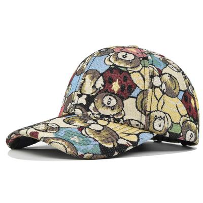 Fashion Bear Print Cute Bear Baseball Cap Little Bear Print Cartoon Unisex-Teens Caps Cotton Cotton Snapback Caps