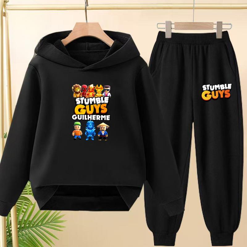 Felpa con cappuccio per bambini 3-12 anni Stampa Anime GUYS Cappotto Affascinante Felpa+Pantaloni Bambini Ragazze Neonato Set Trendy per il Tempo Libero