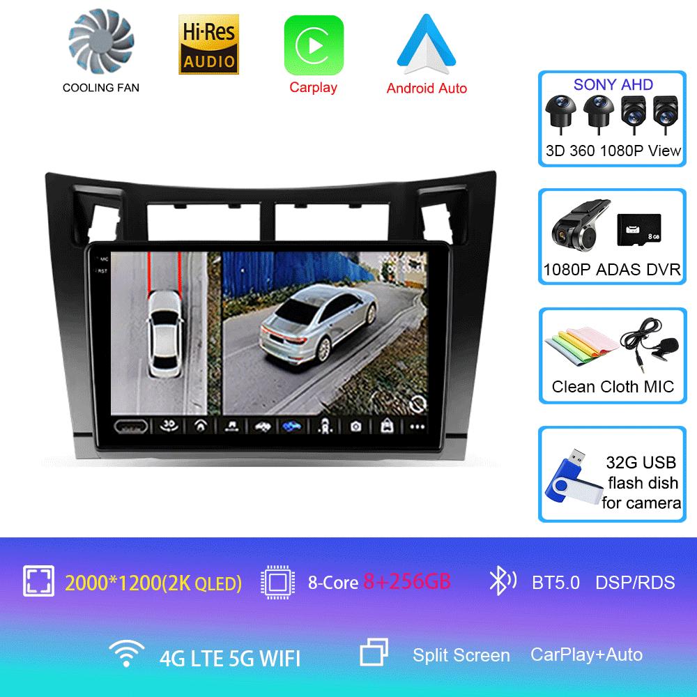 Radio Auto Android 14 Carplay pentru Toyota Yaris 2005 2006 2007 2008 2009 2010-2012 Player Multimedia GPS 2Din Stereo Unitate Principală DSP