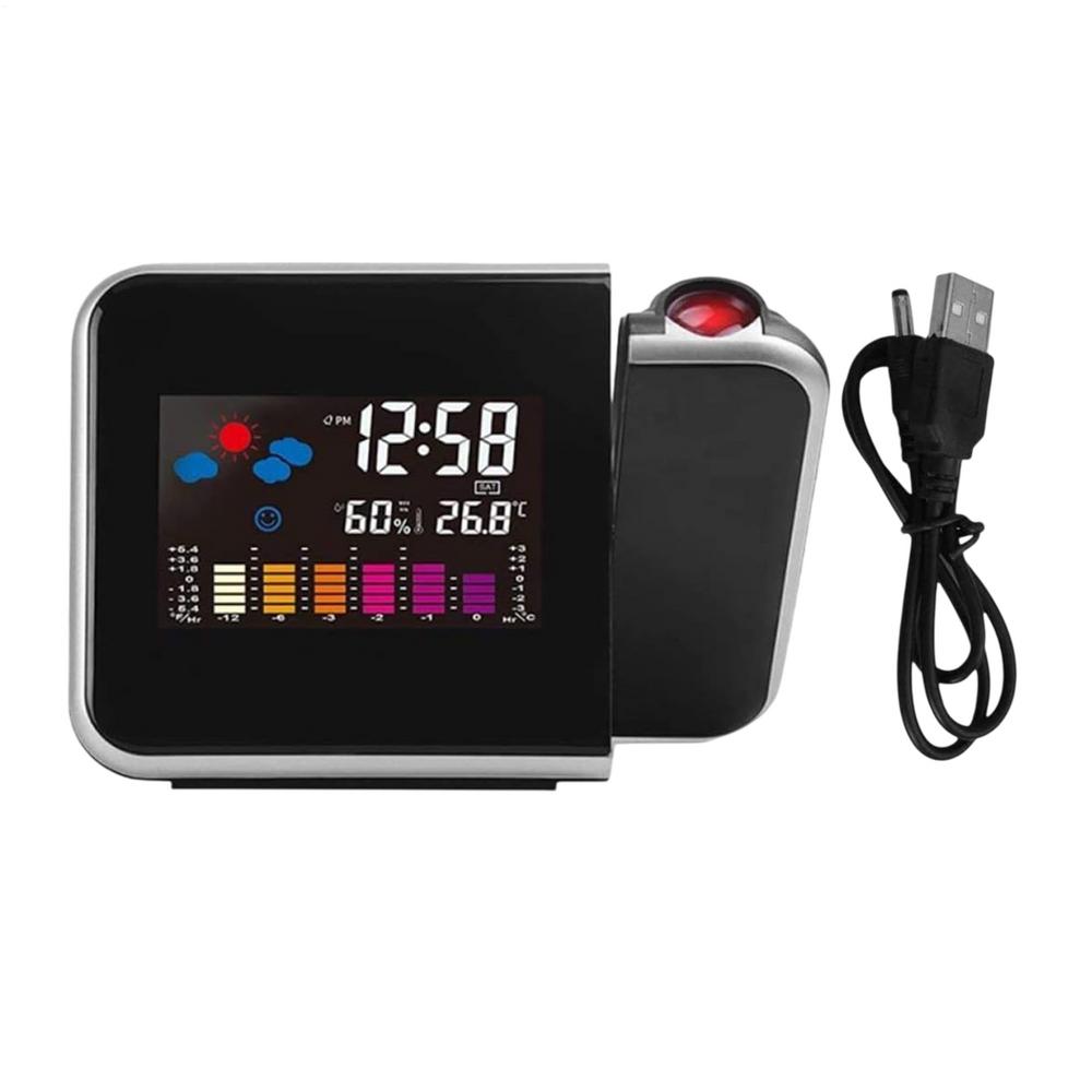 Новый Будильник С Ночной Подсветкой Цветной Цифровой Светодиодный Экран Проектор Регулируемый Угол Проекции Метеостанция Будильник
