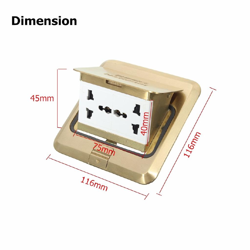 Universal 250V Floor Ground Outlet Socket 6 Prong Receptacle For Kitchen Office Home Outlet