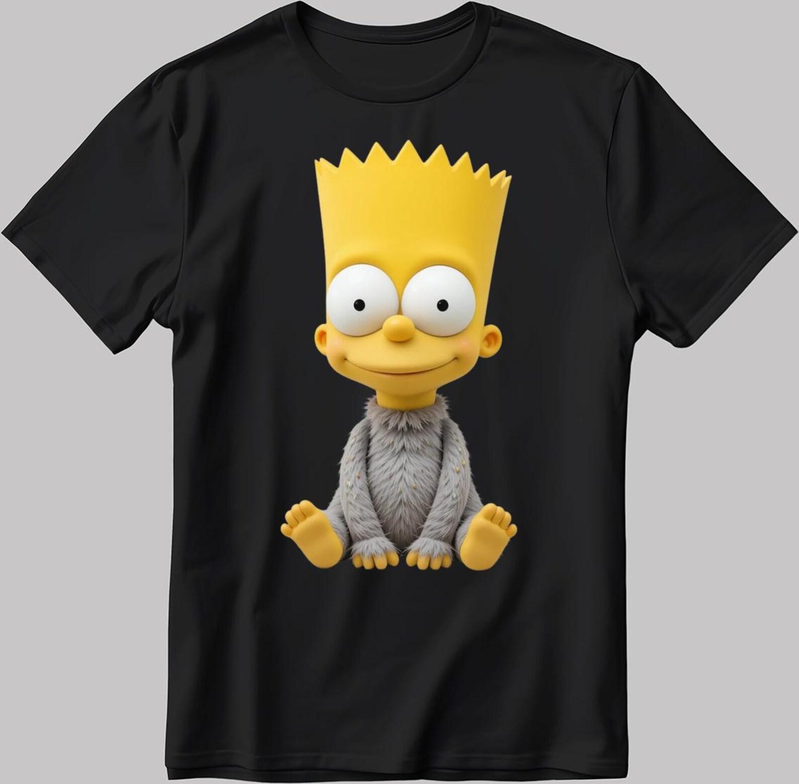 Bart Simpson T-Shirt: Graphic Tee, Black White Cotton DE316 S